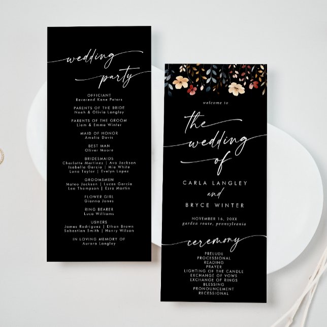 Whimsical Boho Wildflower Tea Length Wedding  Program (Skapare uppladdad)