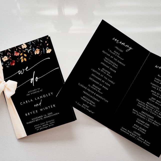 Whimsical Boho Wildflower We Do Folded Wedding  Program (Skapare uppladdad)