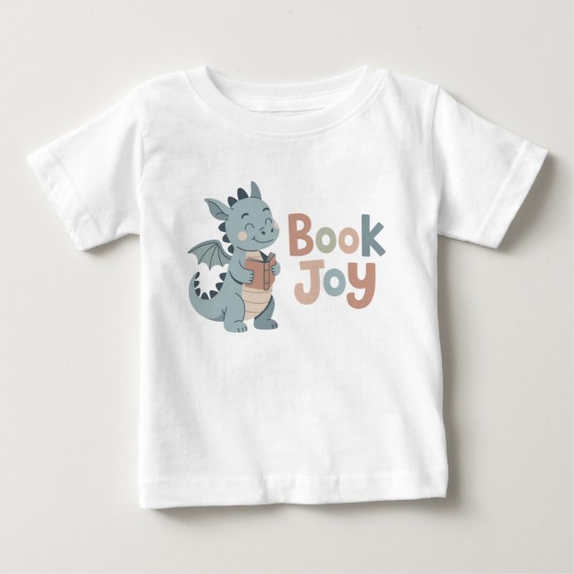 Whimsical Bok Glädje Drak Läsning Bok Bebis  T Shirt (Framsida)