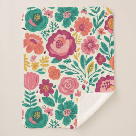 Whimsical Bold Blooms Retro Floral Pattern