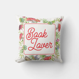 Whimsical Book Lover Mushroom Throw Pillow Kudde