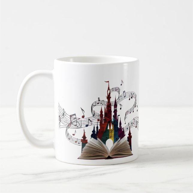 Whimsical Book Page Art Drinkware Kaffemugg (Vänster)