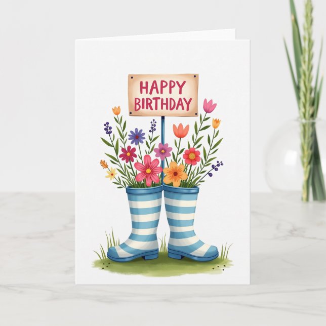 Whimsical Boots Födelsedagskort Kort (Framsida)