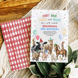 Whimsical Boskap Barnyard Birthday Boy Party Inbjudningar