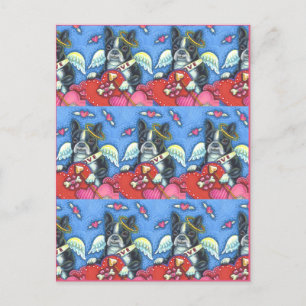WHIMSICAL BOSTON TERRIER CUPID, CUTE HUND VALENTIN HELG VYKORT