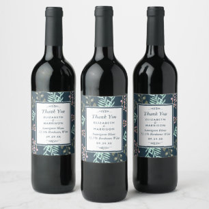 Whimsical Botanical Berry Bröllop Vinflaska Etikett