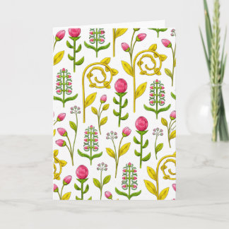 Whimsical Botanical Floral Pattern Blank Kort