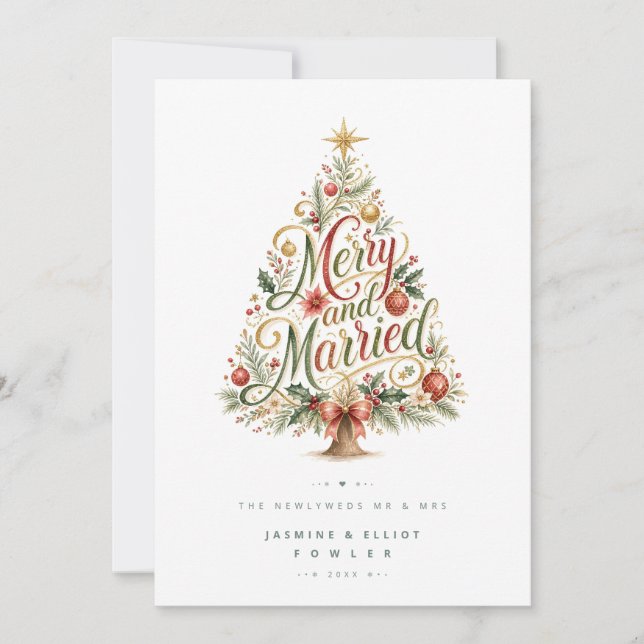 Whimsical Botanical Julgran Script TLW26 Julkort (Framsida)