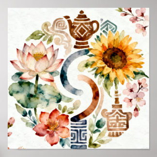 Whimsical Botanical & Tea Heritage Poster