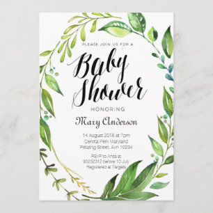 Whimsical Botanisk Bebis Shower Inbjudan