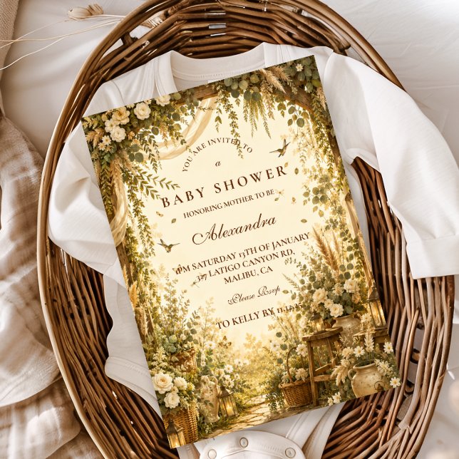 Whimsical Botanisk Boho Bebis Shower Inbjudningar (Skapare uppladdad)