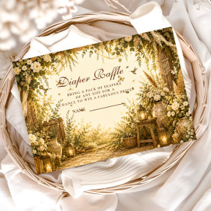 Whimsical Botanisk Boho Blöja Lotteri Tilläggskort