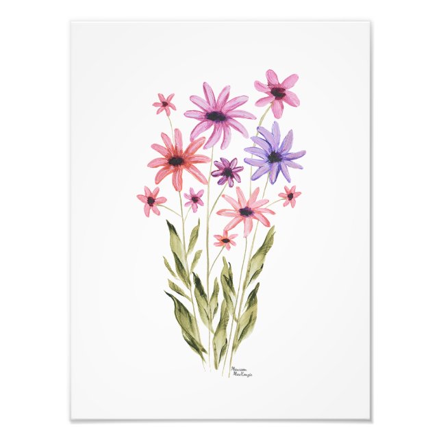 Whimsical Bouquet of Flowers Photo Print Fototryck (Framsidan)