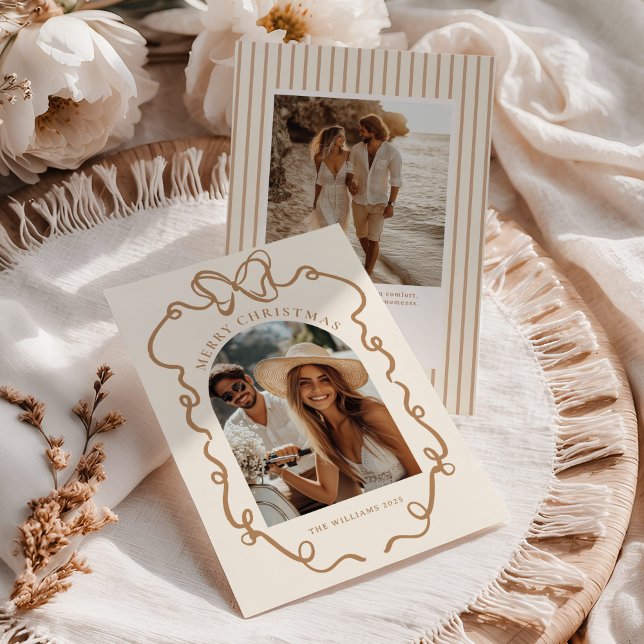 Whimsical Bow Boho Family Photo Christmas Julkort (Skapare uppladdad)