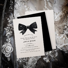 Whimsical Bow Champagne Shimmer Studentfest Inbjudningar