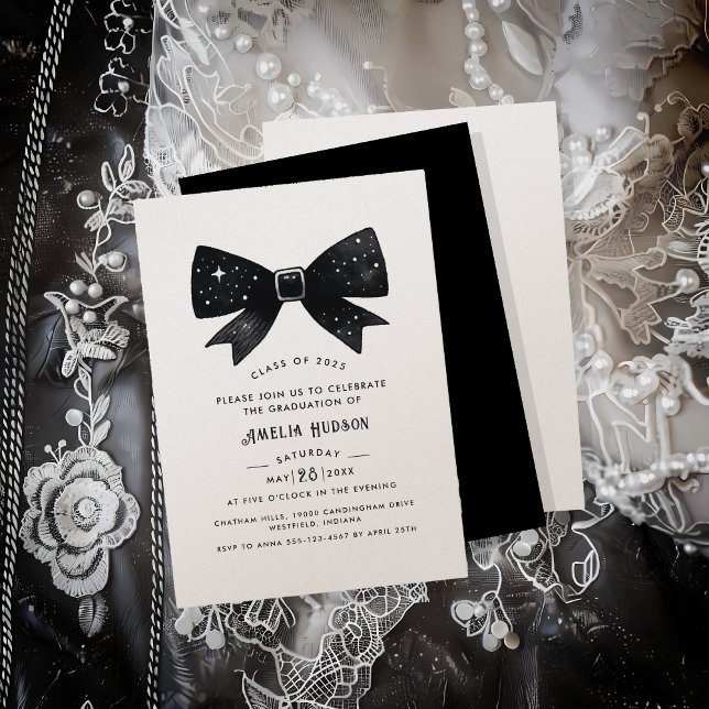 Whimsical Bow Champagne Shimmer Studentfest Inbjudningar (Skapare uppladdad)