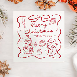Whimsical Bow Christmas Party Napkin Pappersservett