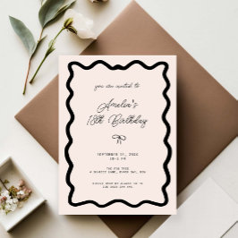 Whimsical Bow cursive border 18th birthday Inbjudningar