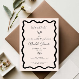 Whimsical Bow cursive border martini bridal shower Inbjudningar