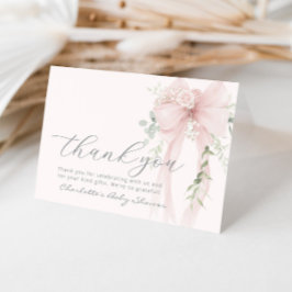 Whimsical Bow Floral Eucalyptus Baby Shower Tack Kort