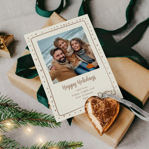 Whimsical Bow Foto God Jul Neutral Taupe Julkort