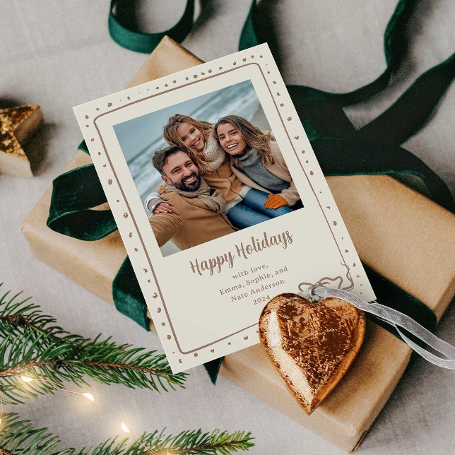 Whimsical Bow | Foto God Jul Neutral Taupe Julkort (Skapare uppladdad)
