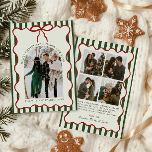 Whimsical Bow God Jul Familjefoto Julkort