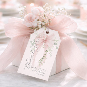 Whimsical Bow Könsneutrala Baby Shower Tack Presentetikett