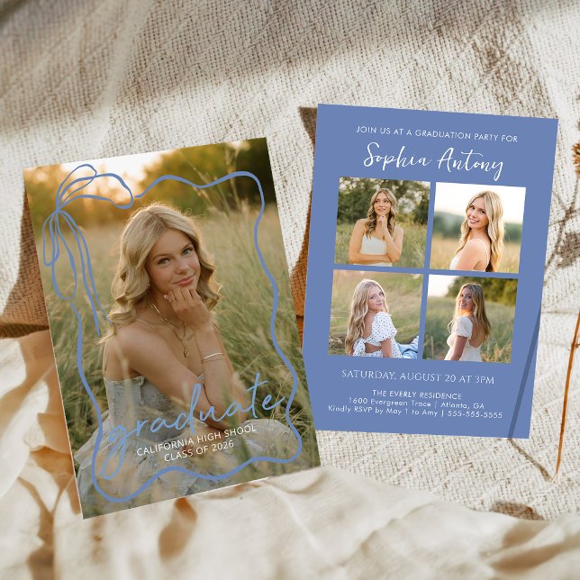 Whimsical Bow Photo Graduation Party Invitation Inbjudningar (Skapare uppladdad)