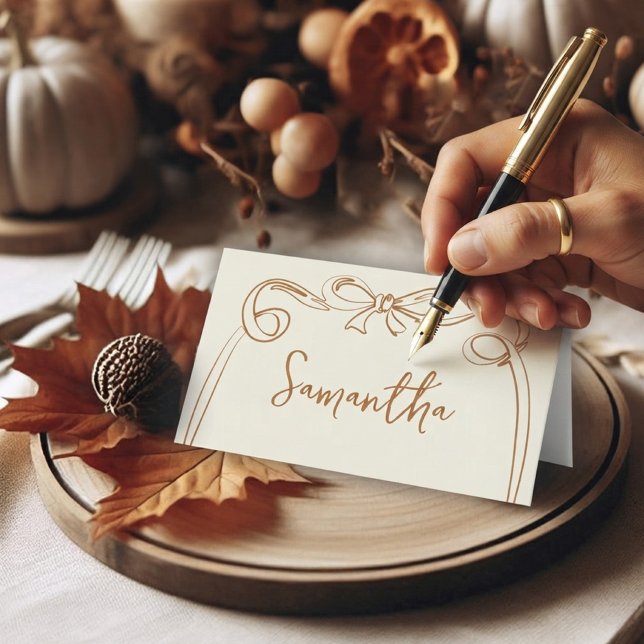 Whimsical Bow Thanksgiving Platskort Placeringskort (Skapare uppladdad)