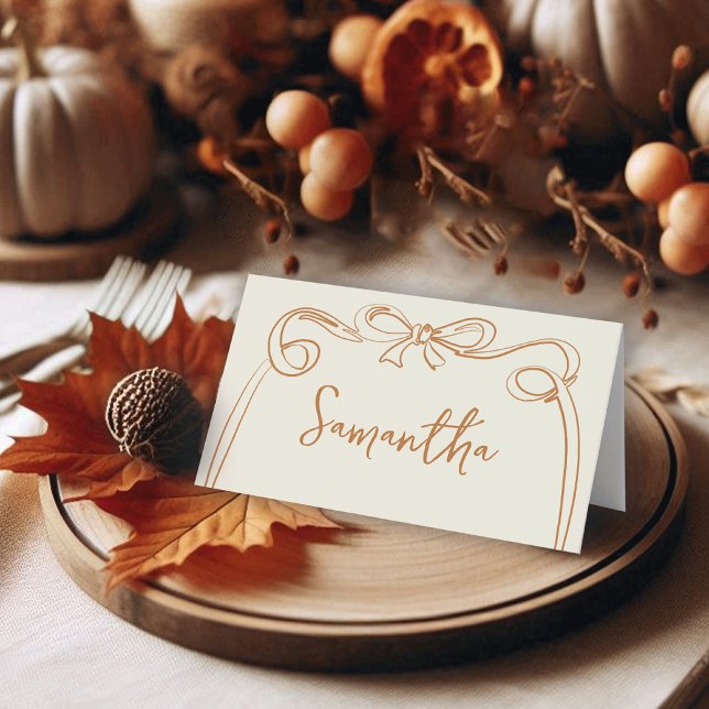 Whimsical Bow Thanksgiving Platskort Placeringskort (Skapare uppladdad)