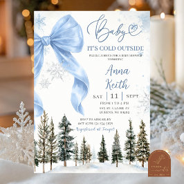 Whimsical Bow Vinter Pojke Baby Shower Inbjudningar