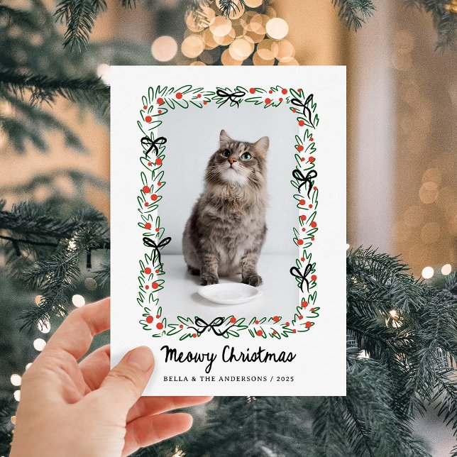 Whimsical Bows | Cute Meowy Christmas from the Cat Julkort (Skapare uppladdad)