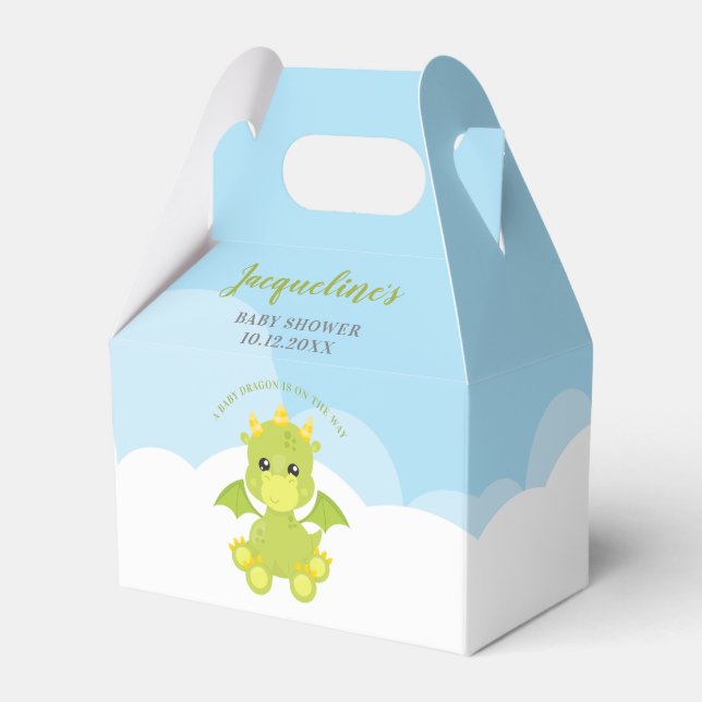 Whimsical Boy Dragon Baby Shower Presentaskar (Framsidan Sidan)