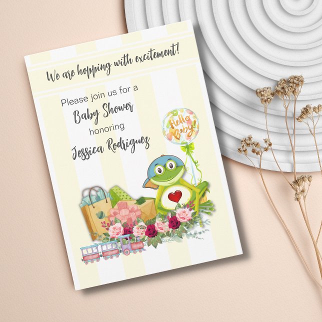 Whimsical Boy Frog Baby Shower-inbjudan Inbjudningar (Skapare uppladdad)