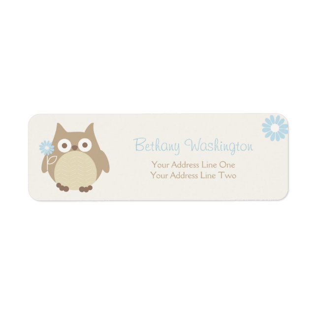 Whimsical Boy Uggla Baby Shower Returadress Etikett (Framsidan)