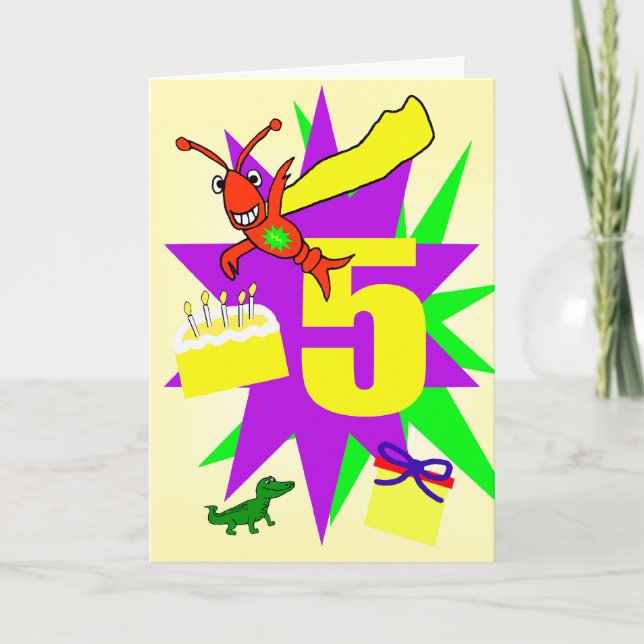 Whimsical Boy's femte födelsedag Kort (Framsida)