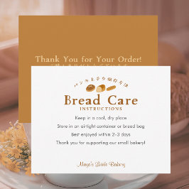 Whimsical Bread Bakery Care Instructions Tack Kort