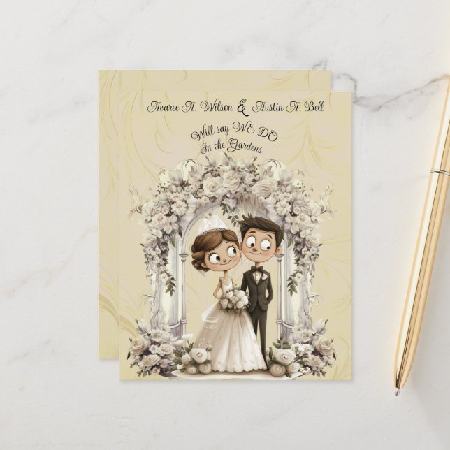 Whimsical Bride Groom Bröllop Arch (Fram/Back In Situ)