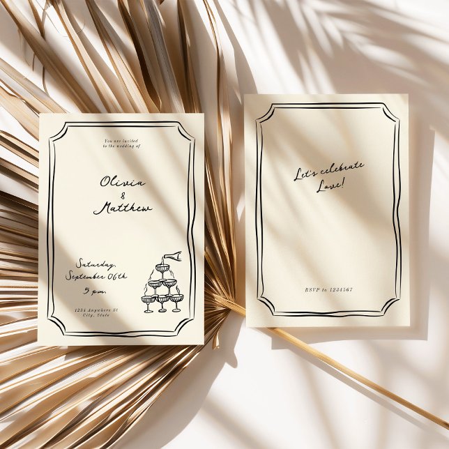 Whimsical Bröllop Champagne Torn Inbjudningar (Skapare uppladdad)