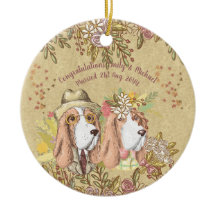 Whimsical Bröllop Gift Basset Hound Bride Groom