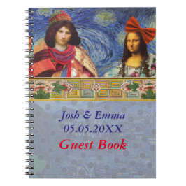 Whimsical Bröllop Mona Lisa Guest Bok Anteckningsbok Med Spiral