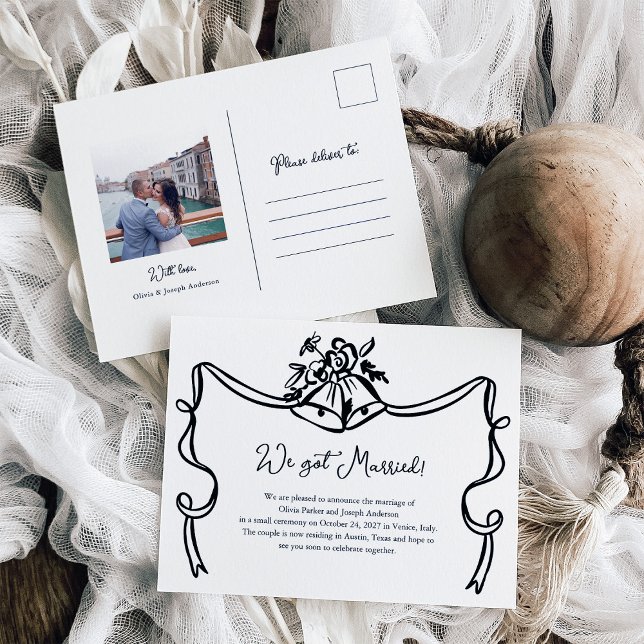 Whimsical Bröllop Photo Bröllop annonsering Vykort (Skapare uppladdad)