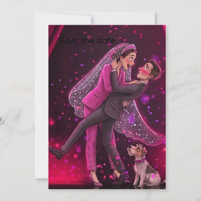 ​Whimsical Bröllop Save the Date med CuInvitation Inbjudningar (Framsida)