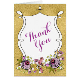 Whimsical Bröllop Tack | Blommigtar, FAUX Foil OBS Kort