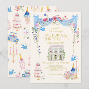 Whimsical Bröllops- Fransk Chateau Herrgård Inbjudningar