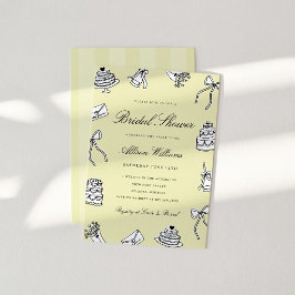 Whimsical Bröllopsfest med Handritade Illustration Inbjudningar