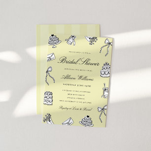 Whimsical Bröllopsfest med Handritade Illustration Inbjudningar