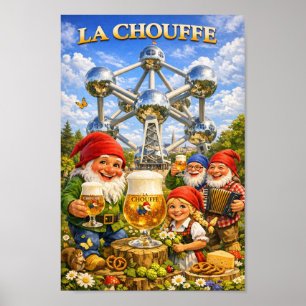 Whimsical Brössel Chouffe-ölfirandeaffisch Poster