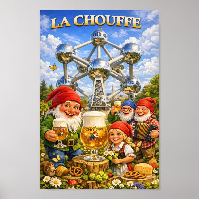 Whimsical Brössel Chouffe-ölfirandeaffisch Poster (Framsidan)